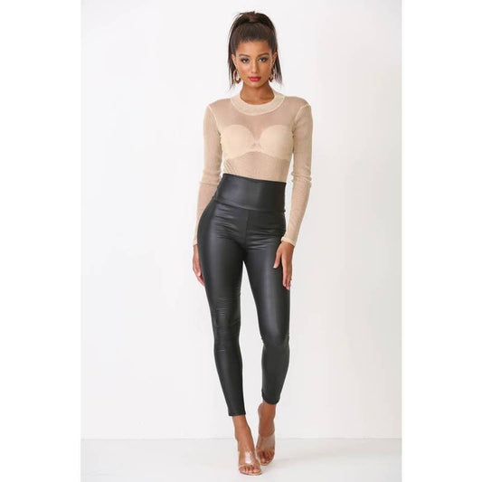 Faux Leather HW Legging: BLACK