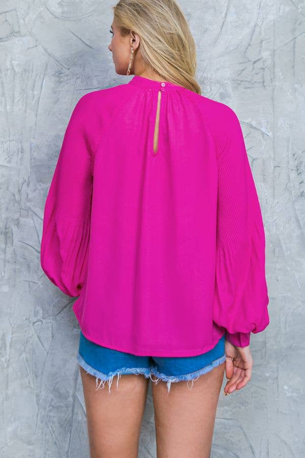 Solid Woven Top / FUCHSIA