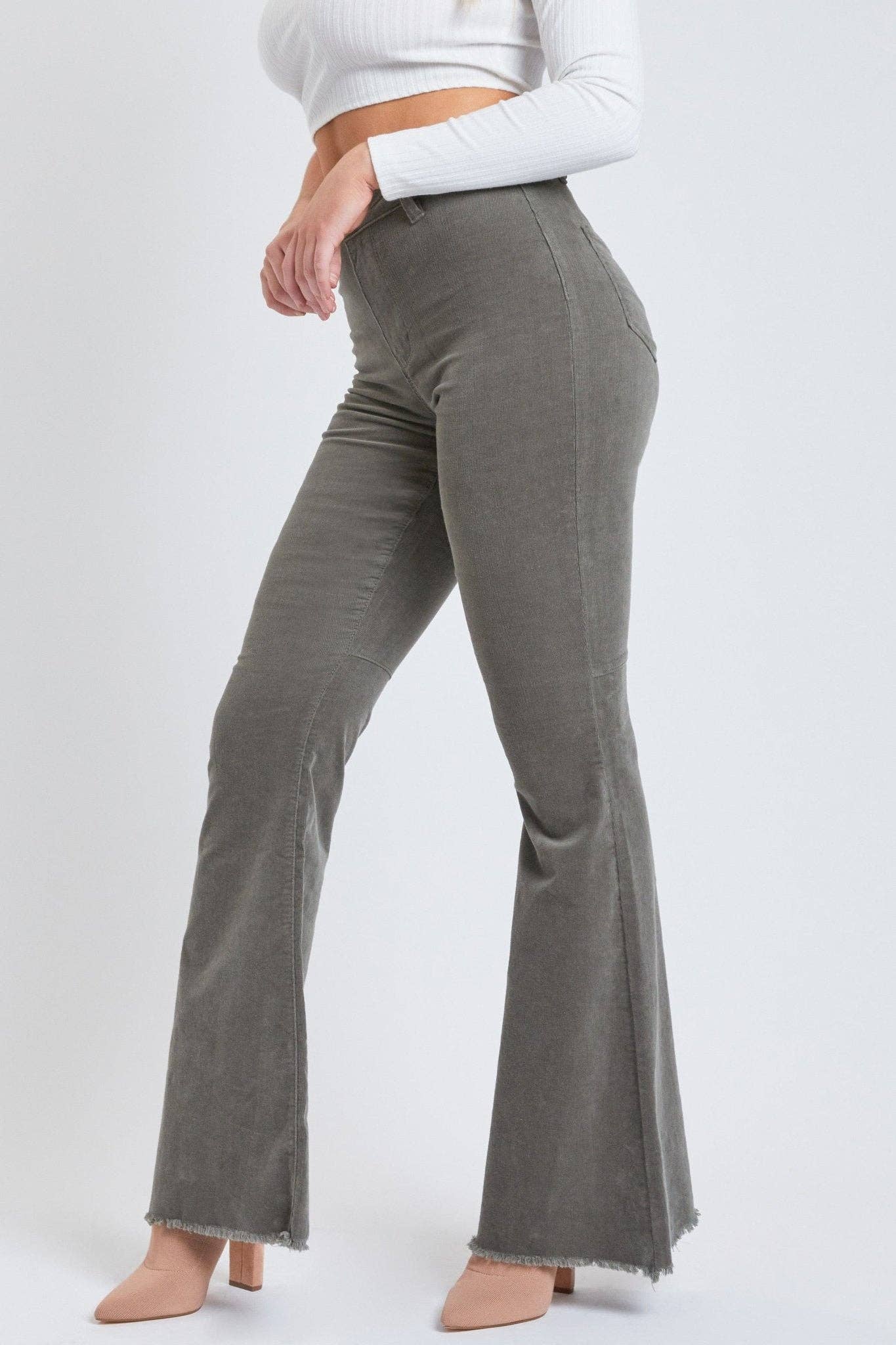 Junior Chloe Tube Corduroy Flare Jean: SUMMER OLIVE