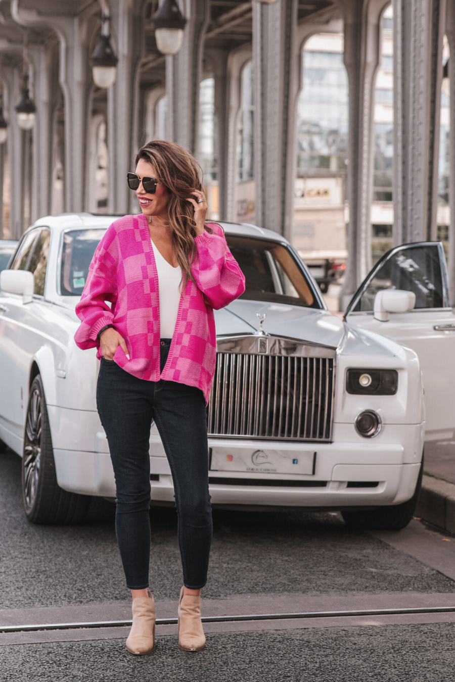 Check You Later Oversized Cardigan - Pink/Pink