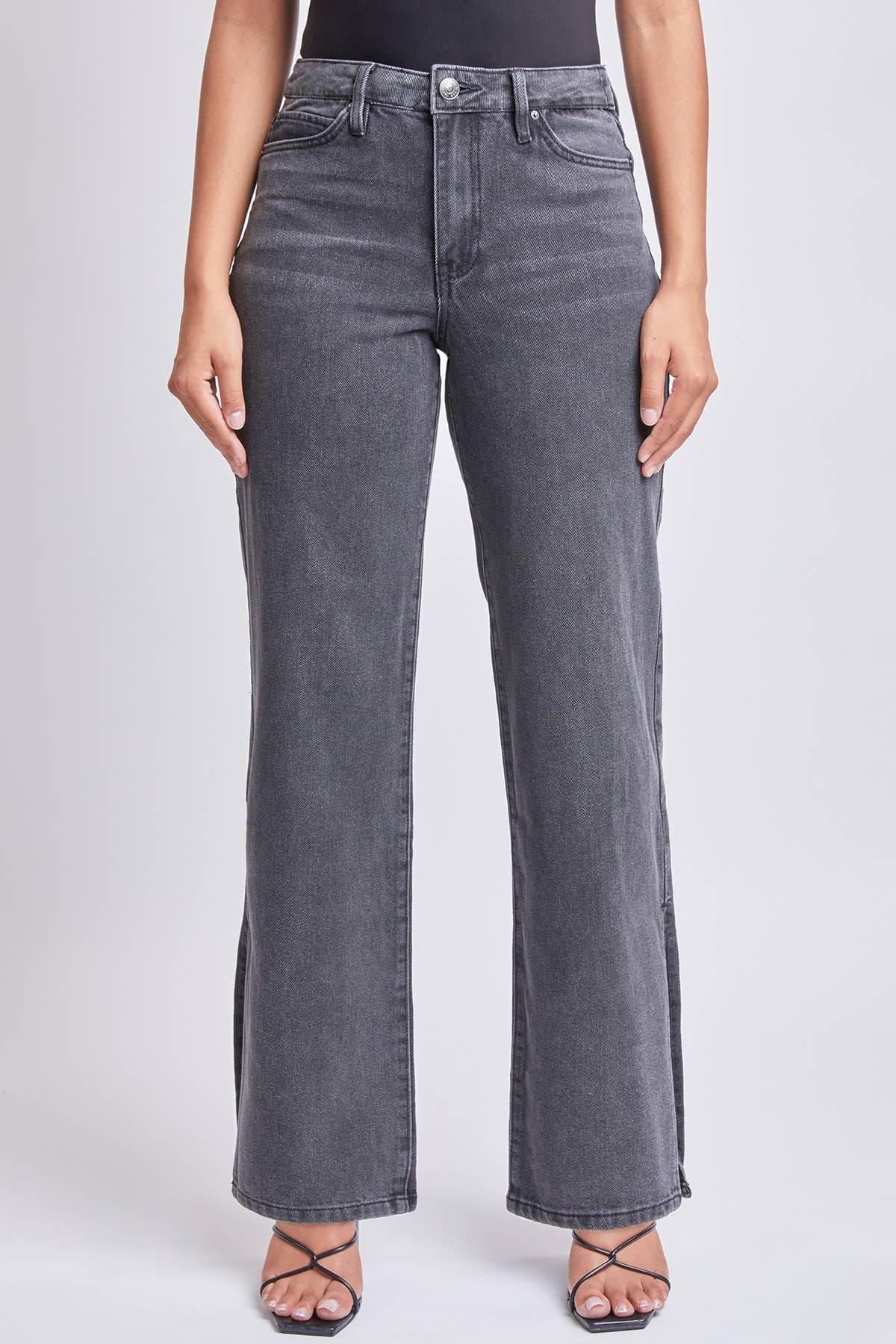 Junior Dream High-Rise 90s Straight Side-Slit Jean / Black