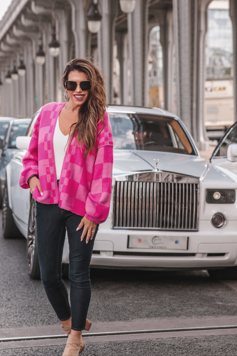 Check You Later Oversized Cardigan - Pink/Pink