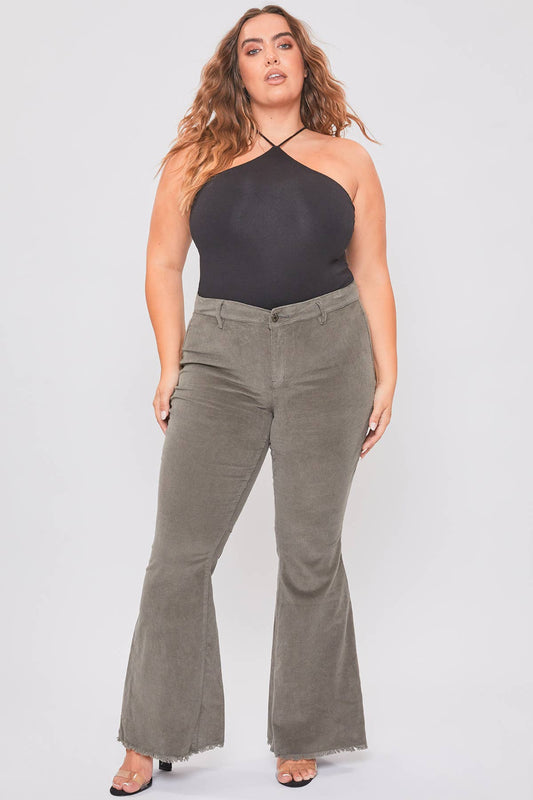 Junior Plus Size Chloe Tube Corduroy Flare Jean / SUMMER OLIVE