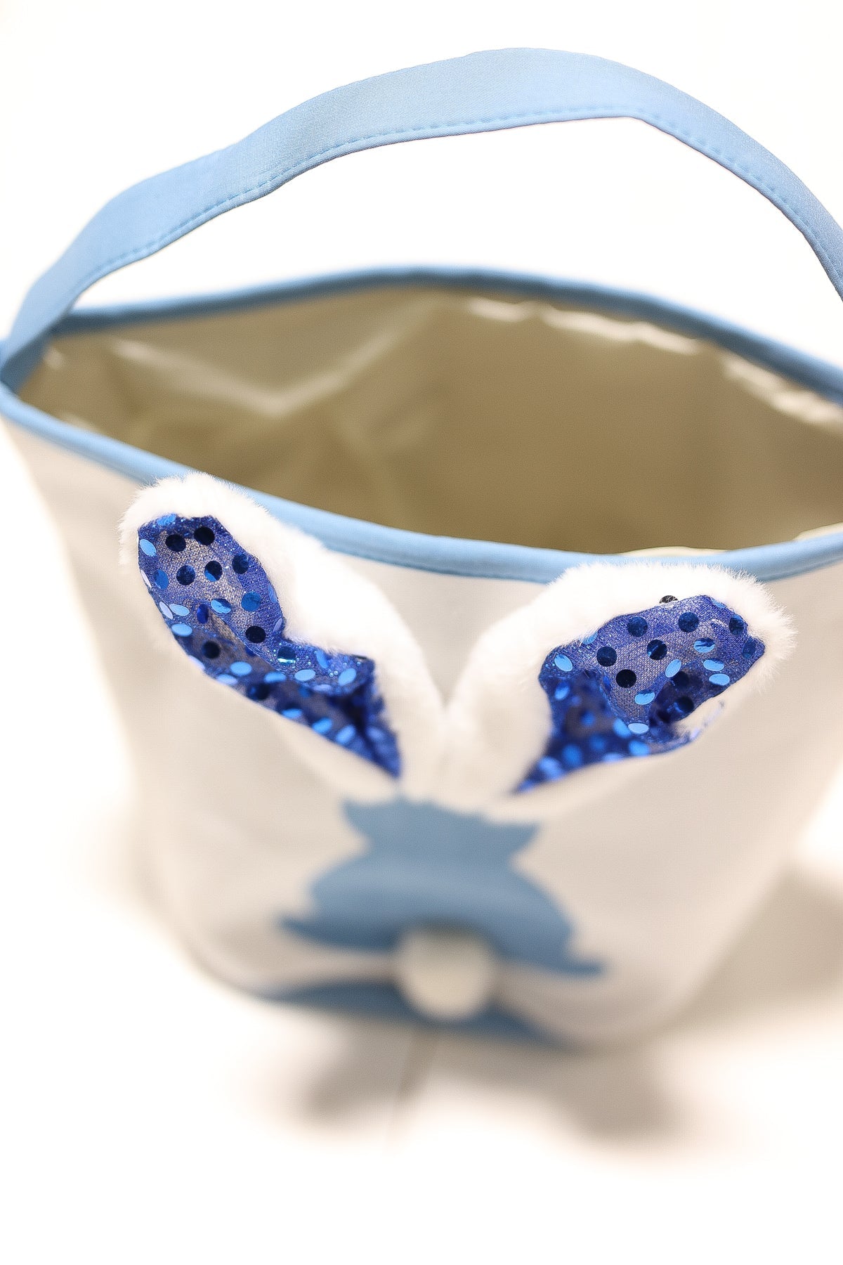 Blue Light-Up Bunny Ears Easter Basket Canvas Tote