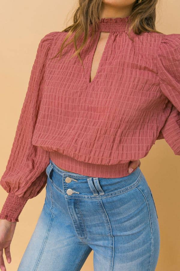 Solid Textured Top / MAUVE