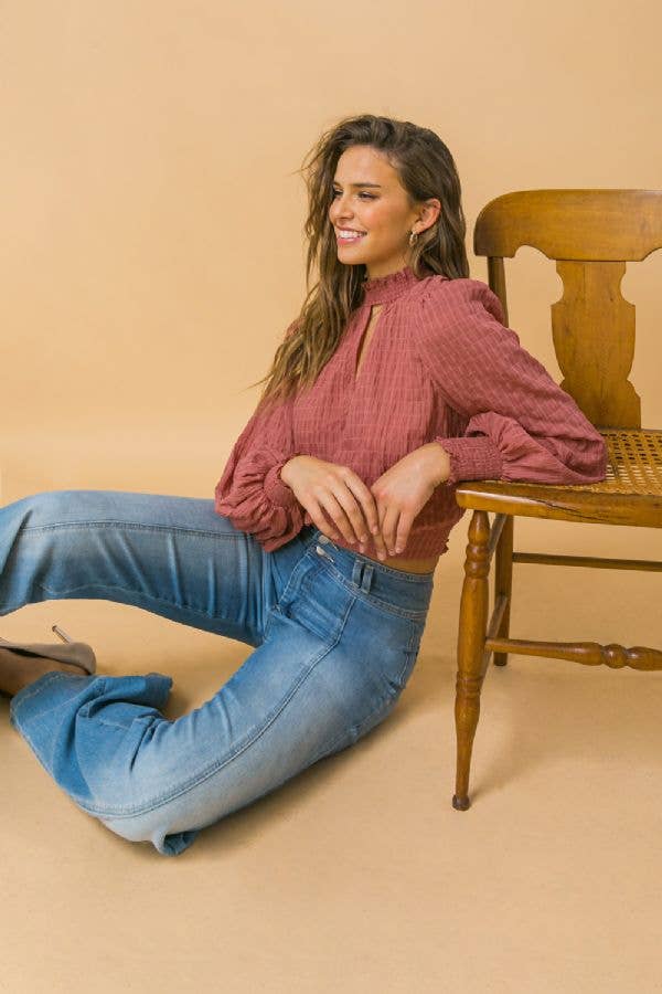 Solid Textured Top / MAUVE