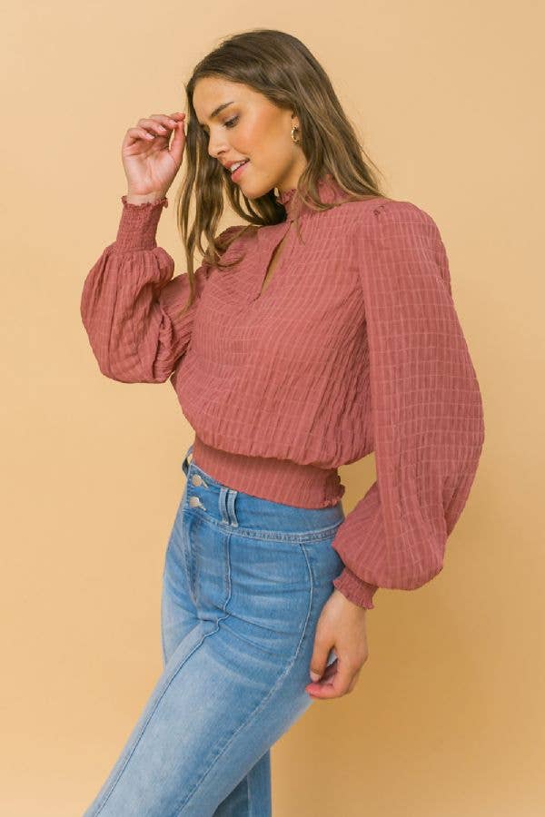Solid Textured Top / MAUVE