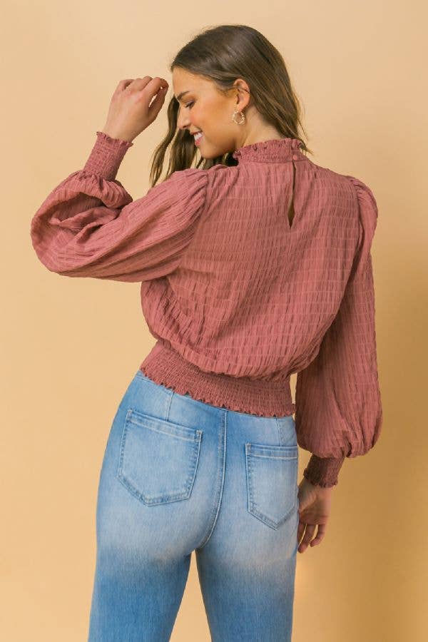 Solid Textured Top / MAUVE