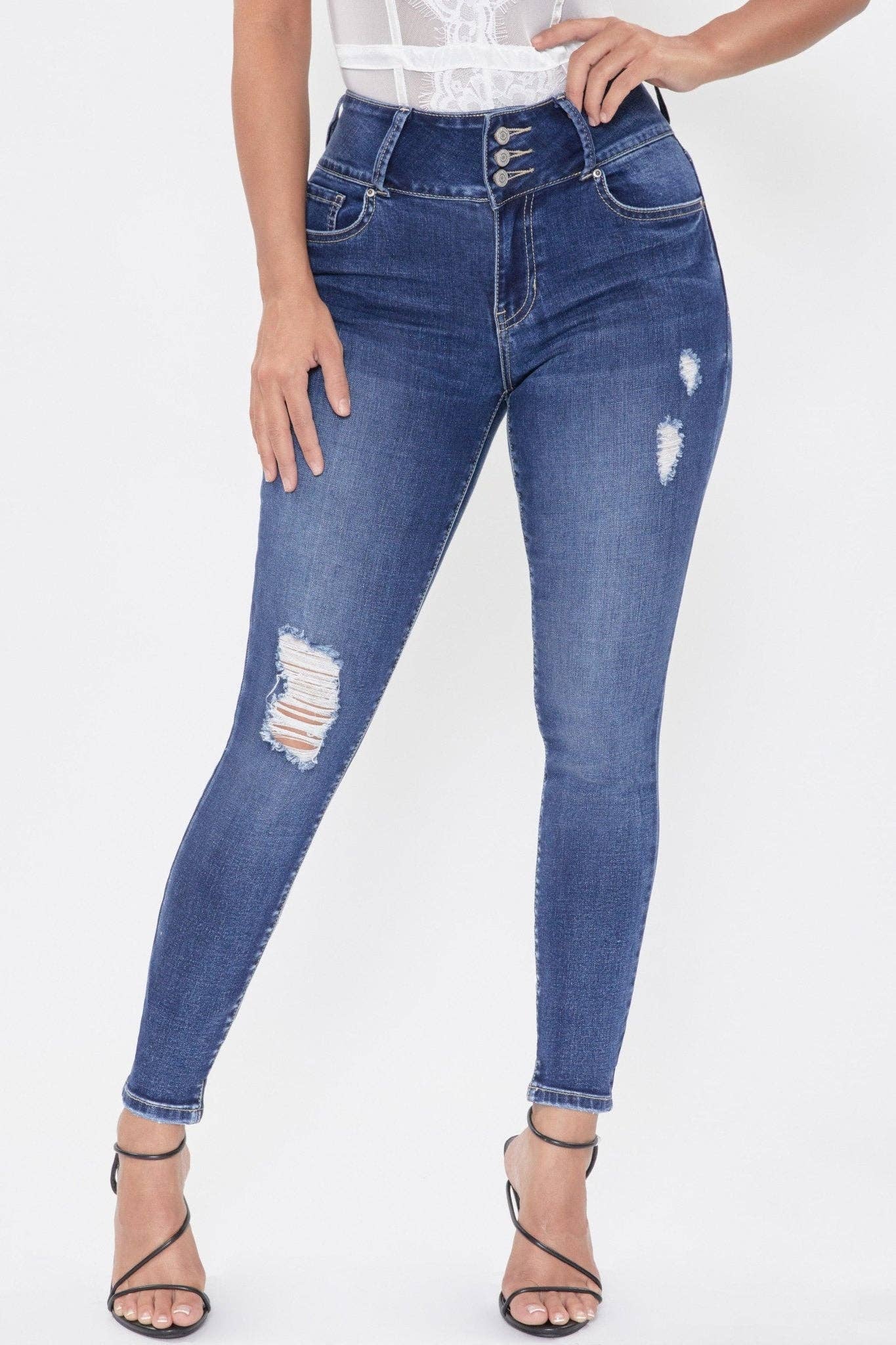 Junior 3 Button High-Rise Skinny Jeans / NWBLE S02