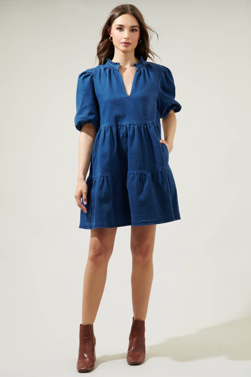 Aura Jacey Babydoll Mini Dress / BLUE